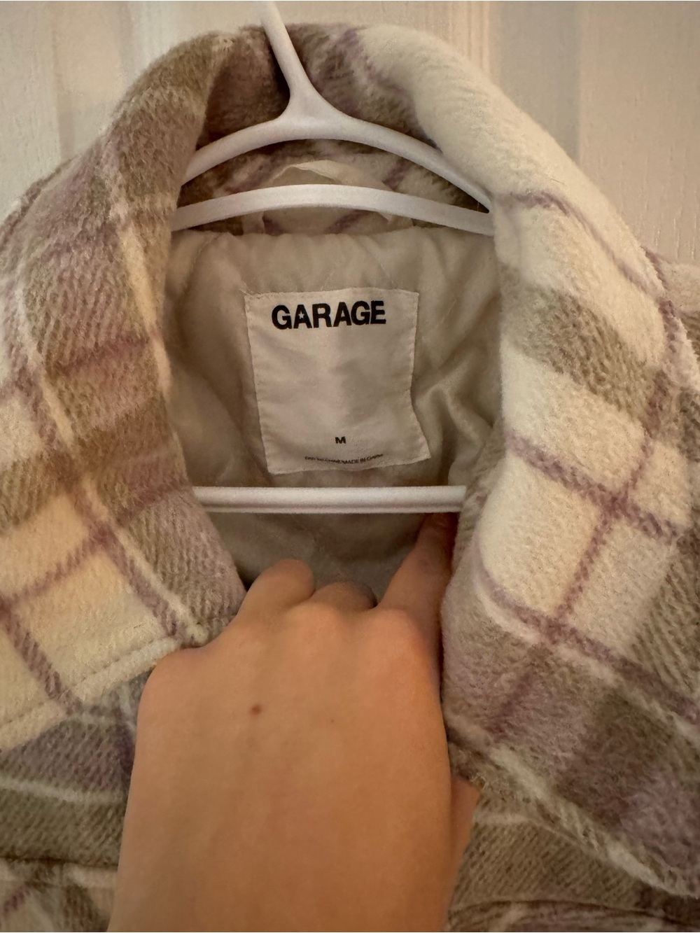 GARAGE Cream Plaid Coat with Mauve Windowpane